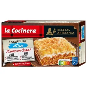 LA Cocinera Lasaña de Pasta Fresca al Huevo, Rellena de Atún Recetas Artesanas 500 G.