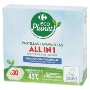 Lavavajillas a Máquina en Pastillas Todo en Uno Ecológico Carrefour Eco Planet 30 Ud.