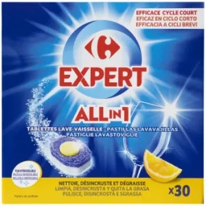 Lavavajillas a Máquina en Pastillas Todo en Uno Limón Carrefour Expert 30 Ud.