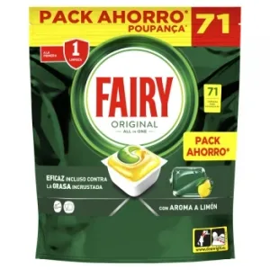 Lavavajillas a Máquina Original Pastillas Aroma Limón Todo en Uno Fairy 71 Ud.