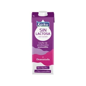 Kaiku Leche de Vaca Desnatada (0% Materia Grasa) sin Lactosa y con Ácido Fólico  1 L. 1000 ML