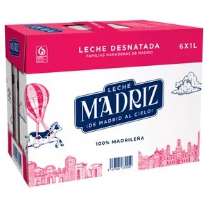 Madriz Leche de Vaca Desnatada de Origen 100% Madrileña 6x1 L. 6000 ML
