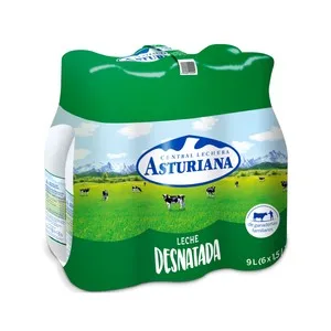 Central Lechera Asturiana Leche de Vaca Desnatada de Origen Español 6 X 1.5 L. 9000 ML