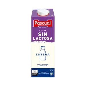 Pascual Leche de Vaca Entera y sin Lactosa 1 L. 1000 ML