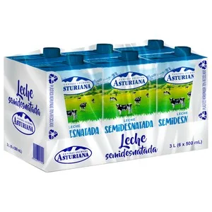 Central Lechera Asturiana Leche de Vaca Semidesnatada de Origen Español 6 X 500 Ml. 3000 ML