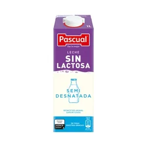 Pascual Leche de Vaca Semidesnatada y sin Lactosa 1 L. 1000 ML