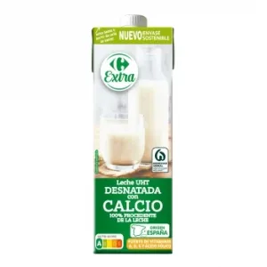 Leche Desnatada con Calcio Carrefour Brik 1 L.