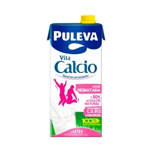 Puleva Leche Desnatada de Vaca (0% Materia Grasa), con un 50% Más de Calcio Natural  Vita Calcio 1l. 1000 ML