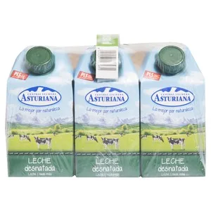 Central Lechera Asturiana Leche Desnatada de Vaca de Origen Español 6 X 500 Ml. 3000 ML