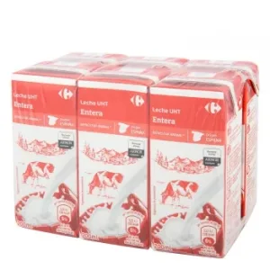 Leche Entera Carrefour Pack de 6 Briks de 200 Ml.