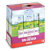 Leche Entera sin Lactosa Central Lechera Asturiana Pack 6 X 1 L