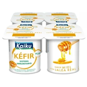 Leche Fermentada con Fermentos de Kéfir con Jalea Real y Sabor a Miel Kaiku Pack de 4 Unidades de 125g
