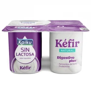 Leche Fermentada con Fermentos de Kéfir Kaiku sin Lactosa Pack de 4 Uniades de 125 G.