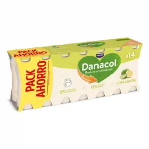 Leche Fermentada Desnatada Lima Limón Danacol sin Gluten Pack de 14 Unidades de 100 G.