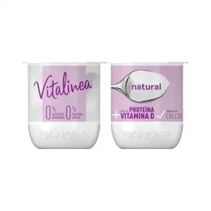 Leche Fermentada Desnatada Natural Danone Vitalinea sin Gluten y sin Azúcar Añadido Pack de 4 Unidades de 120 G.
