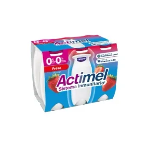 Leche Fermentada Líquida Desnatada con Fresa sin Azúcar Añadido Danone Actimel sin Gluten Pack de 6 Unidades de 100 G.