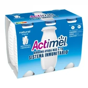 Leche Fermentada Líquida Natural Danone Actimel sin Gluten Pack de 6 Unidades de 100 G.