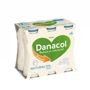 Leche Fermentada Líquida Natural Danone Danacol sin Gluten y sin Azúcar Añadido Pack de 6 Unidades de 100 G.