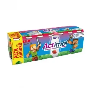 Leche Fermentada Líquida Sabor Fresa Danone - Actimel Kids Pack de 14 Unidades de 100 G.