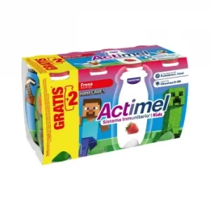 Leche Fermentada Líquida Sabor Fresa Danone Actimel Kids sin Gluten Pack 6 Unidades 100 G.