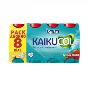 Leche Fermentada Líquida Sabor Fresa Kaiku Kaikucol sin Gluten Pack de 8 Unidades de 65 Ml.