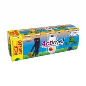 Leche Fermentada Líquida Sabor Fresa y Plátano Danone Actimel Kids sin Gluten Pack de 14 Unidades de 100 G.