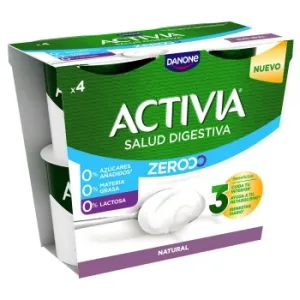 Leche Fermentada Natural Danone Activia sin Lactosa Pack de 4 Unidades de 120 G.