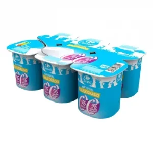 Leche Fermentada Natural Edulcorado Carrefour Classic sin Azúcares Añadidos Pack de 6 Unidades de 125 G.