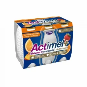 Leche Fermentada Semidesnatada Multifrutas Danone Actimel Pack de 6 Unidades de 100 G.