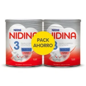 Leche Infantil de Crecimiento desde 12 Meses Nestlé Nidina 3 sin Aceite de Palma Pack de 2 Latas de 800 G.