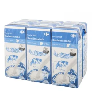 Leche Semidesnatada Carrefour Pack de 6 Briks de 200 Ml.