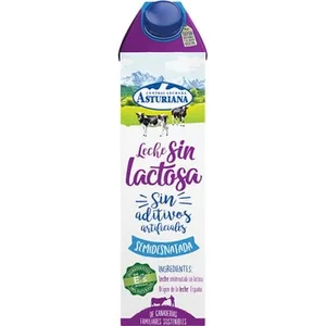 Leche Semidesnatada sin Lactosa 100% Ingredientes Naturales Asturiana