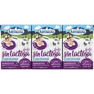 Leche Semidesnatada sin Lactosa Pack 3 Asturiana