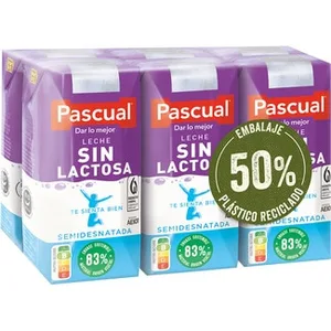 Leche Semidesnatada sin Lactosa Pack 6 Pascual