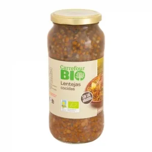 Lentejas Cocidas Ecológicas Carrefour Bio sin Sal Añadida 400 G.