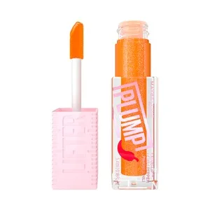 Maybelline Lifter Plump Tono 008 Hot Honey Brillo de Labios Voluminizador con Ácido Hialurónico y Chili Pepper.