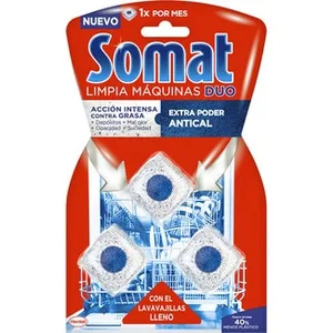 Limpia Máquinas Duo de Lavavajillas en Pastillas contra la Grasa y la Cal con el Lavavajillas Lleno Somat