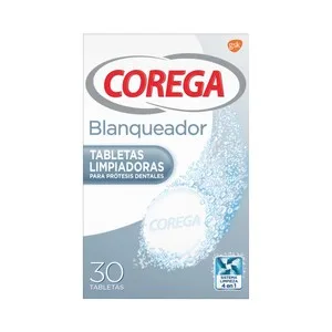 Corega Limpiador de Próteisis Dentales con Acción Blanqueante y Sabor a Menta Corega 30 Uds.