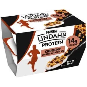 Lindahls Protein Yogur Desnatado con Cereales (granola) y Chocolate, Rico en Proteinas 2 X 127 G. 254 G