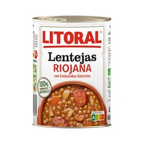 Litoral Lentejas a la Riojana Lata de 425 G.