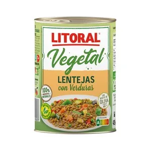 Litoral Lentejas con Verduras Lata de 430 G. 425 G