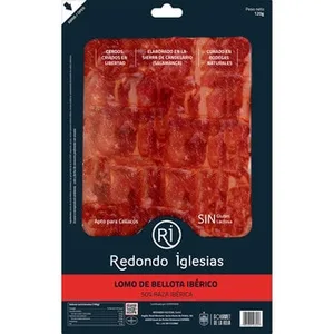 Lomo de Bellota Ibérico 50% Raza Ibérica en Lonchas sin Gluten sin Lactosa  Redondo Iglesias 120 G