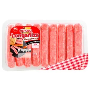 Longaniza Blanca Fresca, con Alto Contenido en Proteínas, sin Gluten y sin Lactosa el Pozo 325 G.