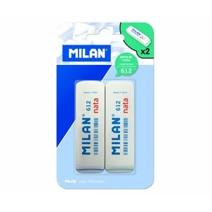 Lote de 2 Gomas de Borrar Rectangulares y de Color Blanco Milan Nata Nº612.