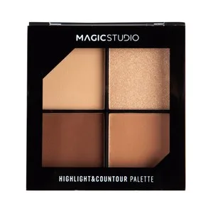Magic Stuido Highlight & Contour Paleta de Maquillaje en Polvo Iluminador (2 Tonos) y Maquillaje Bronceador (2 Tonos)