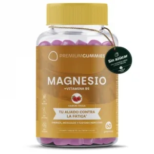 Magnesio + Vitamina B6 Sabor Fresa Premium Gummies sin Gluten y sin Lactosa 60 Ud.