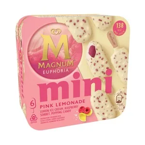 Magnum Euphoria de Frigo Mini Bombón Helado de Limón, Frambuesa y Chocolate Blanco 6 X 55 Ml. 330 ML