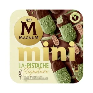 Magnum la Pistache Signature Mini Helado de Pistacho Cubierto de Chocolate con Leche y Pistachos Caramelizados 6 X 55 Ml. 330 ML