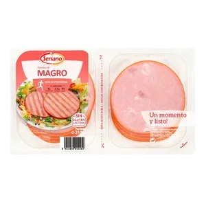 Serrano  Magro de Cerdo Adobado, Cortado en Lonchas 310 G.