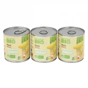 Maíz Dulce Ecológico Carrefour Bio Pack de 3 Latas de 140 G.